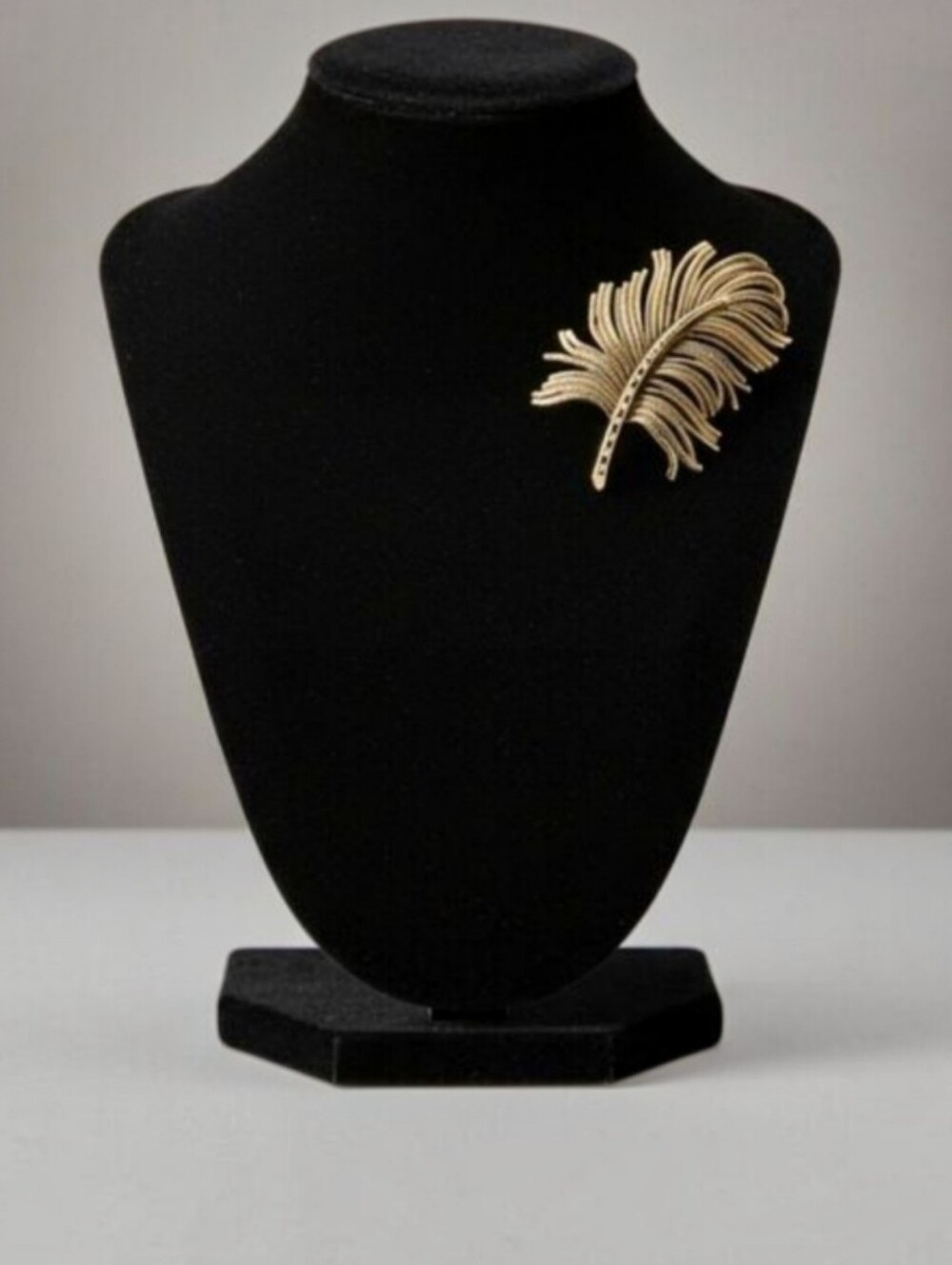 Vintage Monet Gold Rhinestone Feather Brooch